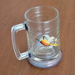 Vintage Princess House Colonial Pheasant Design Glass Beer Mug Steins